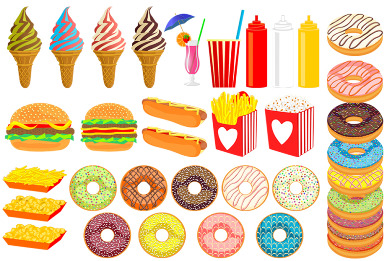 36-fast-food-and-donuts-cliparts-food-and-drink-snacks-restaurant-clipart