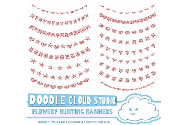 flowery-bunting-banners-cliparts-pack-flower-motif-flags