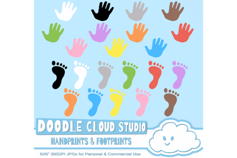 Colorful FootPrints & Handprints Cliparts, Hands Foot prints SVG PNG
EPS DXF File