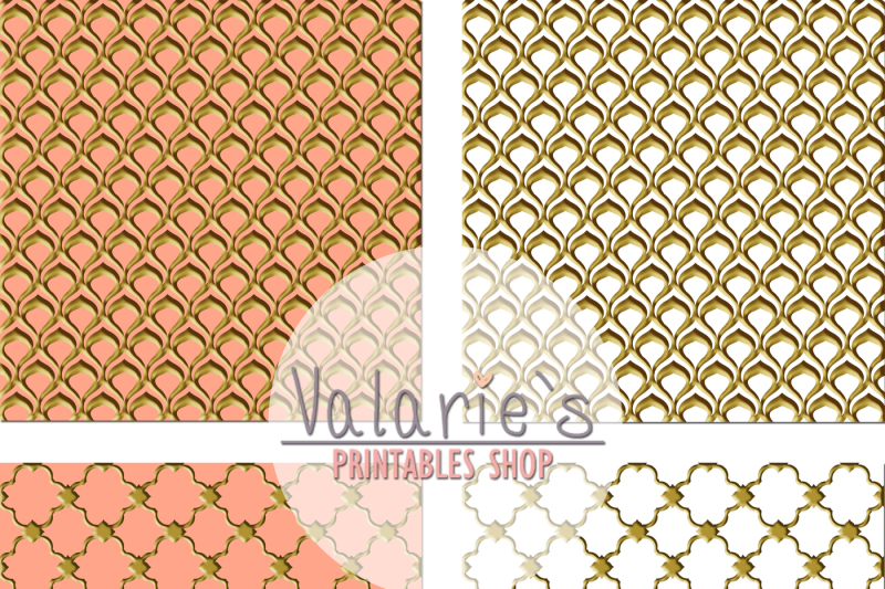 digital-paper-pack-peach-and-gold-gold-foil-ornaments-basic-paper