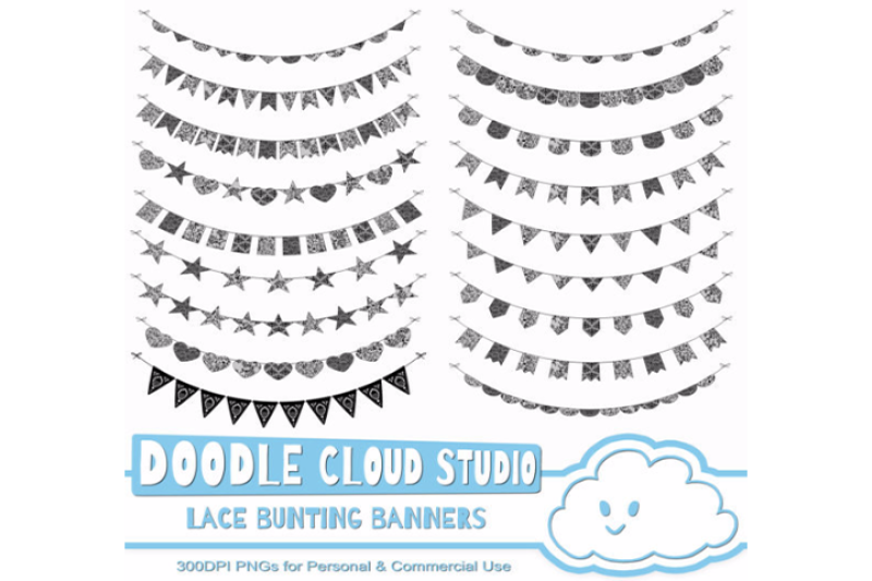 black-lace-burlap-bunting-banners-cliparts-multiple-lace-texture-flags