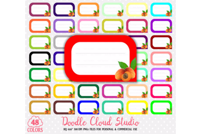 48-colorful-peach-labels-clipart-fruit-apricot-labels-stickers-icons