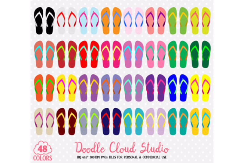 48-colorful-flip-flop-clipart-summer-beach-sandals-stickers