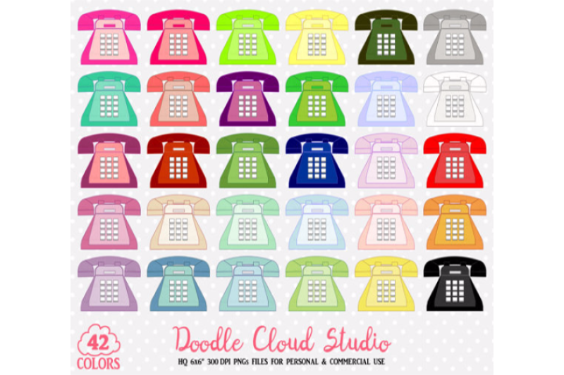 42-colorful-telephone-clipart-cute-retro-vintage-old-phone