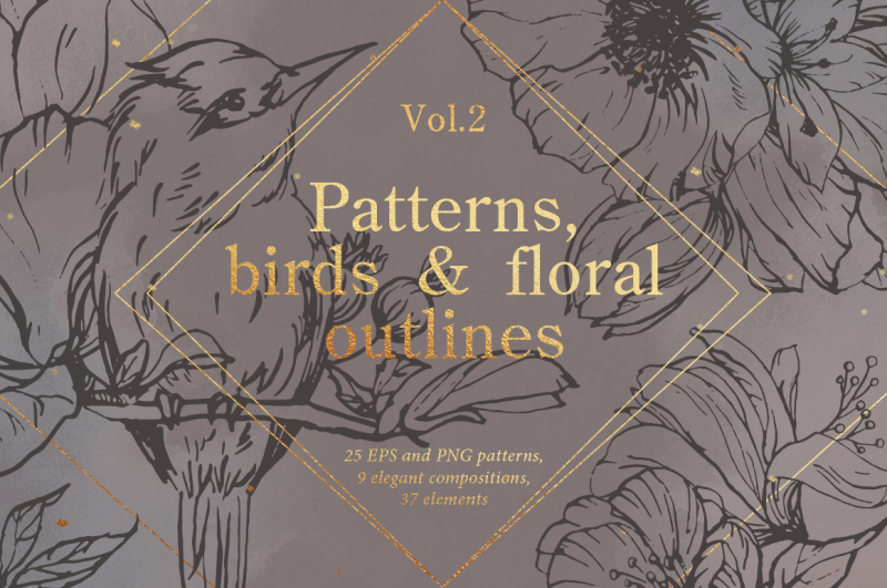 birds-outlines-and-floral-patterns