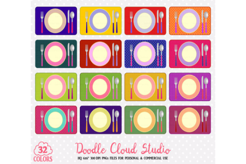 32-colorful-plates-clipart-food-stickers-restaurant-clipart