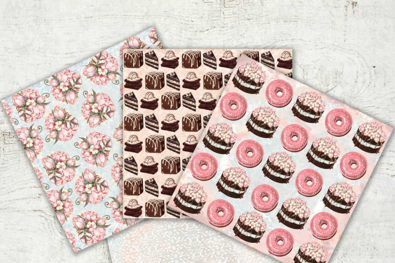 digital-paper-chocolate-and-peony-cake-donuts-confectioner-s-sweet