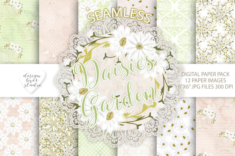 watercolor-daisies-flowers-digital-paper-flower-background-floral-pattern-dots-pattern-seamless-pattern-repeatable-digital-paper