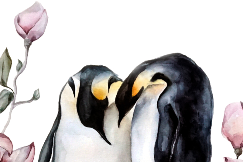 watercolor-penguin-family
