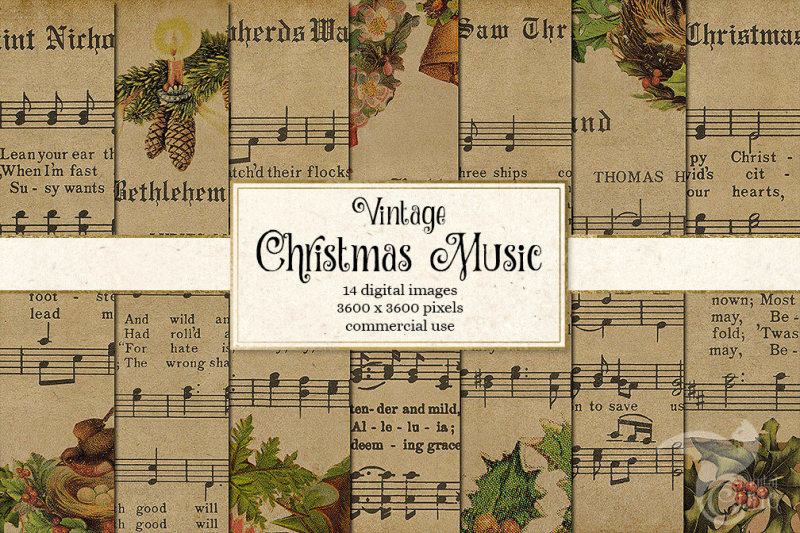 vintage-christmas-music-digital-paper