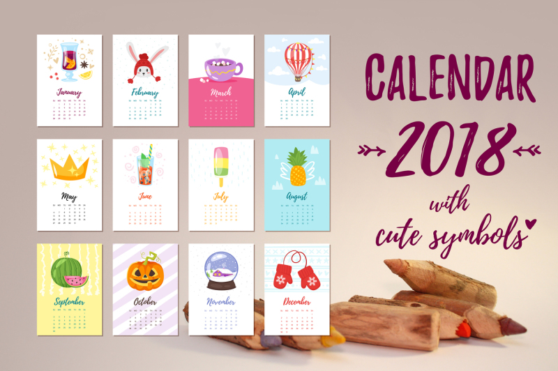 2018-calendar-with-cute-symbols