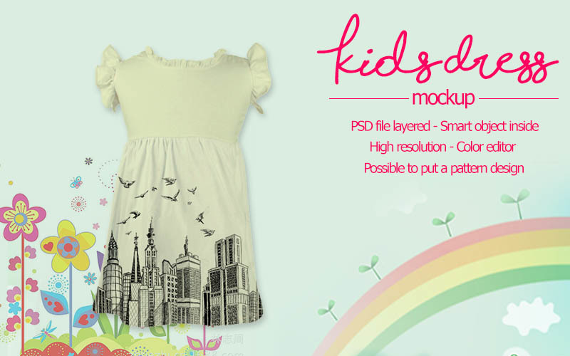 Download Kids Dress Mockup PSD Mockup - Background Cute ...