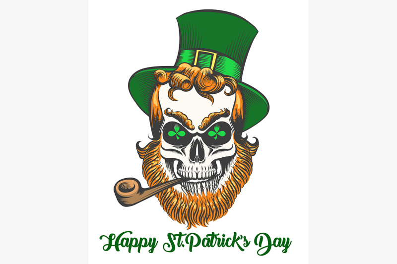 st-patrick-skull-with-smoking-pipe-and-shamrock-leaves-in-eye-sockets