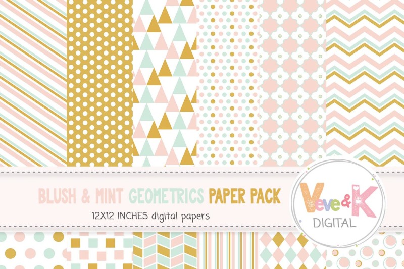 blush-and-mint-geometric-digital-paper-pack-geometric-papers