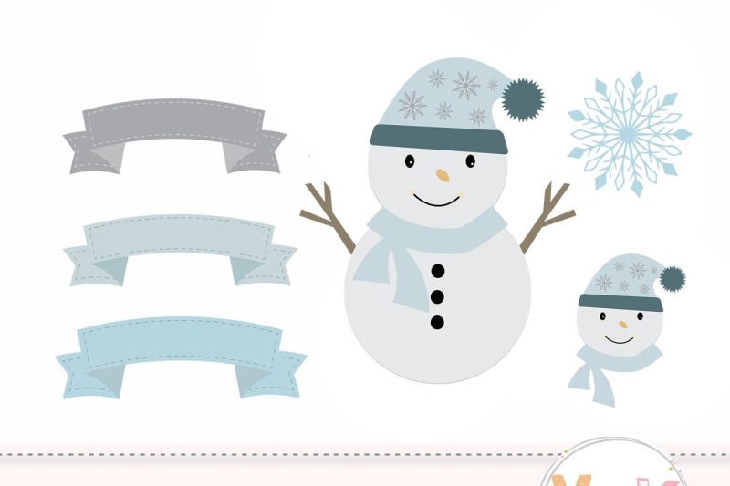 snowman-digital-papers-and-clipart-set-winter-graphics