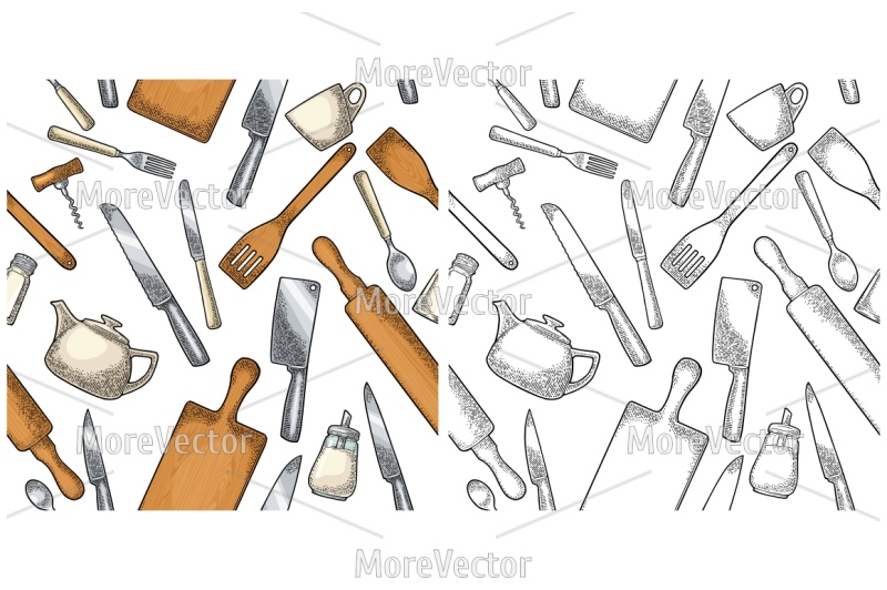 set-kitchen-utensils-engraving