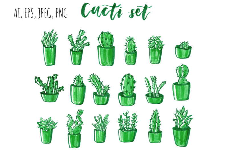 cacti-hand-drawn-set