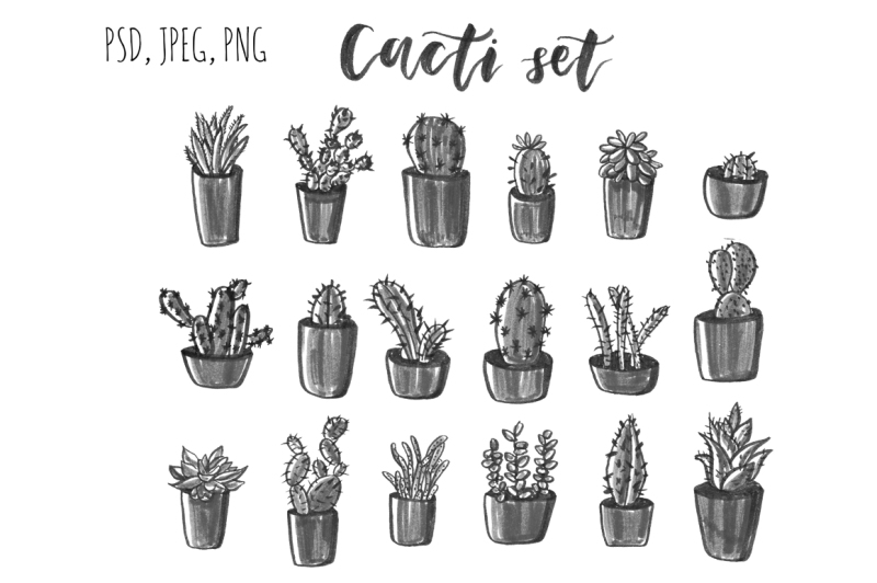 cacti-hand-drawn-set