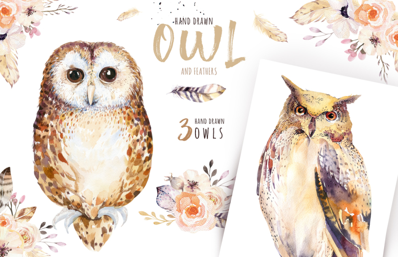 watercolor-cute-owls-ii