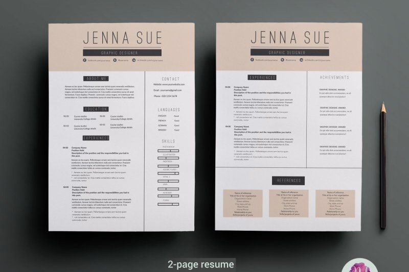 Modern 2 Page Cv Template , Cover Letter Template By Chic Templates 