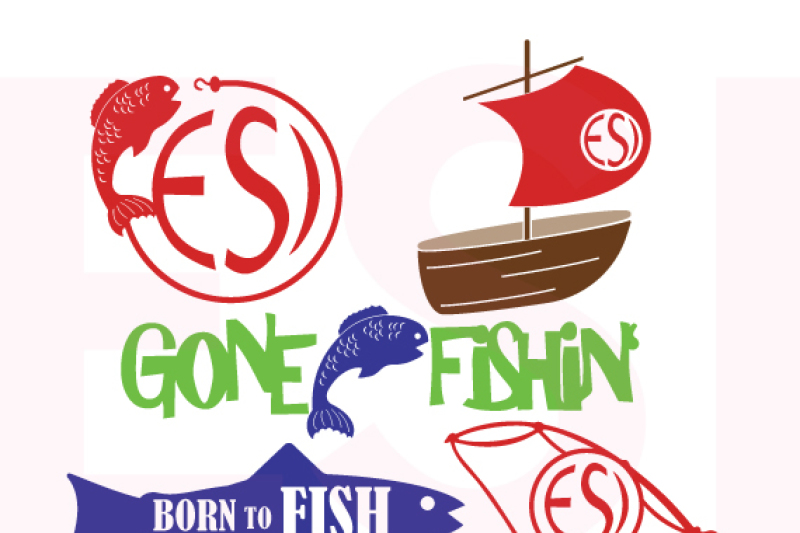 Download Fishing Monogram and Phrases Design Set - SVG, DXF, EPS, PNG - Cutting files By ESI Designs ...