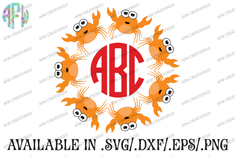 Download Crab Monogram - SVG, DXF, EPS Cut File By AFW Designs ...