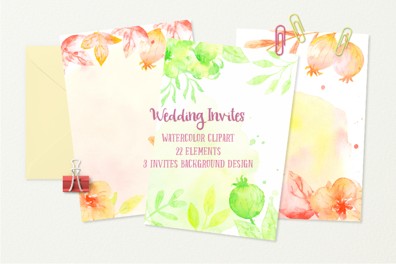 watercolor-clipart-wedding-invites-green-and-orange