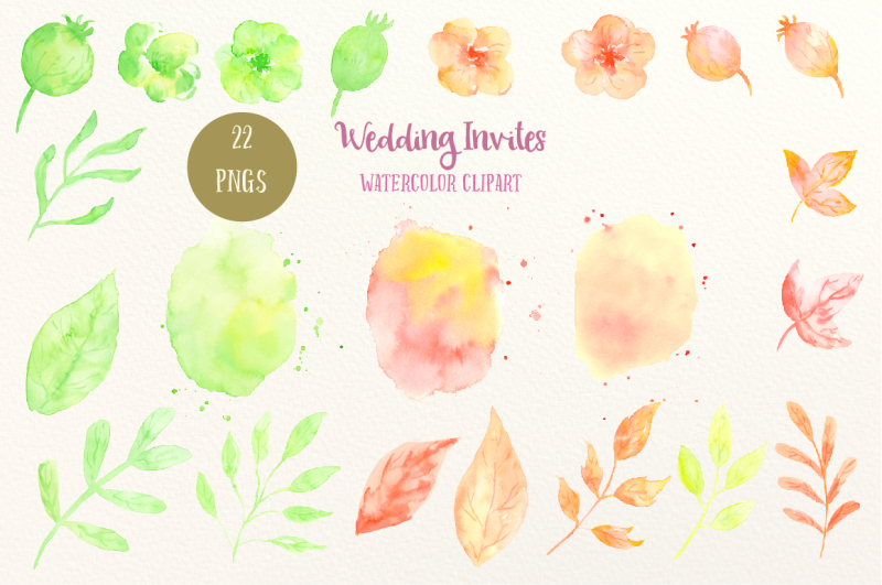 watercolor-clipart-wedding-invites-green-and-orange