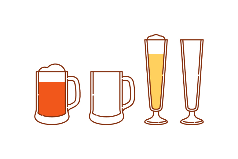 beers-glasses-and-logos-line-and-color-filled-icons