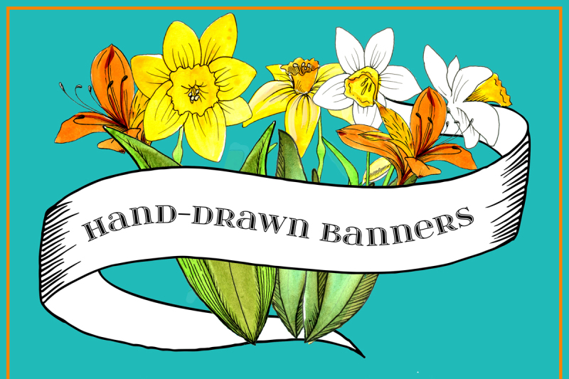 hand-drawn-banners-and-ribbons