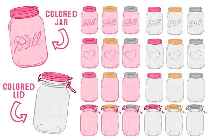 vector-mason-jars-clipart-in-hot-pink