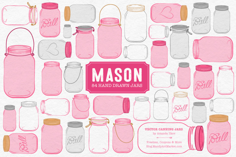 vector-mason-jars-clipart-in-hot-pink