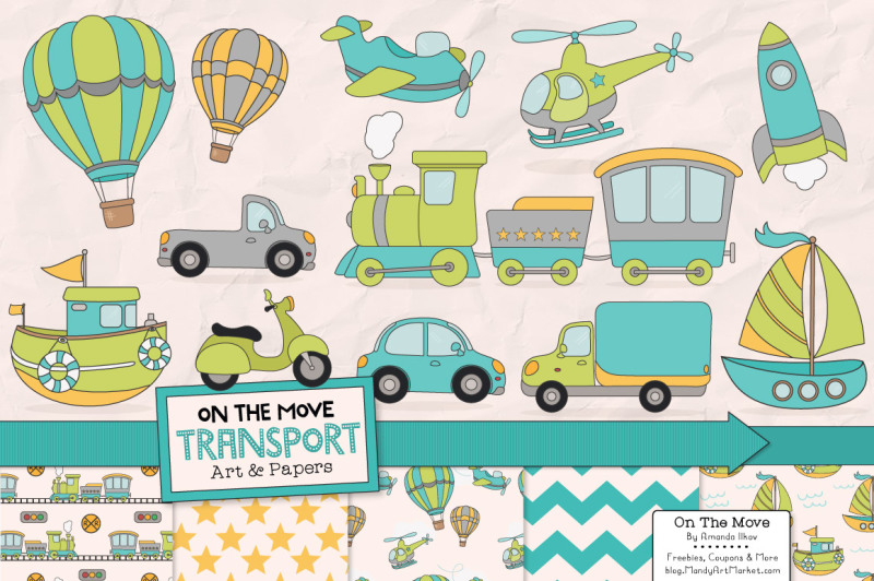 transportation-clipart-and-digital-papers-in-land-and-sea