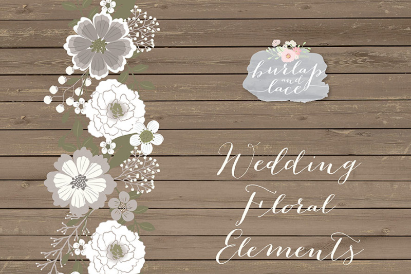 rustic-wedding-clipart-teal-brown-shabby-chic-clipart-hand-drawn-clipart-wedding-clipart-flower-clipart-wood-digital-paper