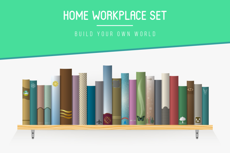 flat-home-workplace-set-vector