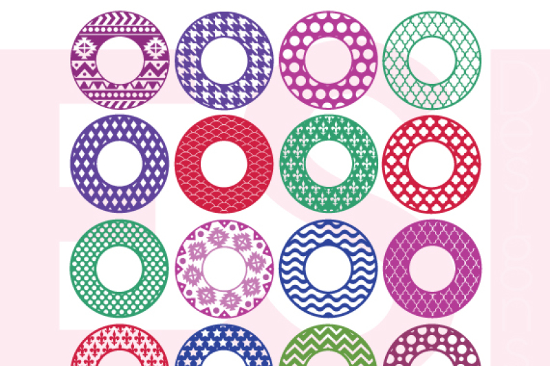 Download 16 Patterned Circle Monogram Frames Bundle - SVG, DXF, EPS ...