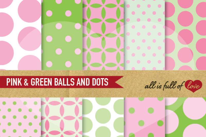 pink-green-backgrounds-balls-and-dots-digital-paper-pack-spring