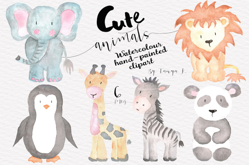 cute-watercolor-animals-set