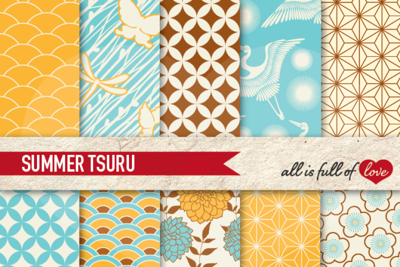 japan-digital-paper-summer-background-patterns-tsuru