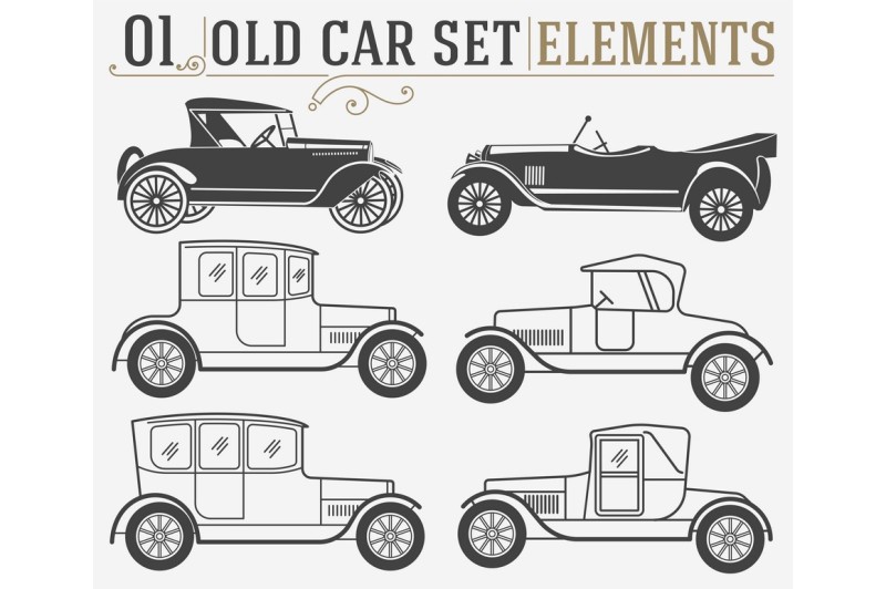 set-of-the-old-isolated-cars