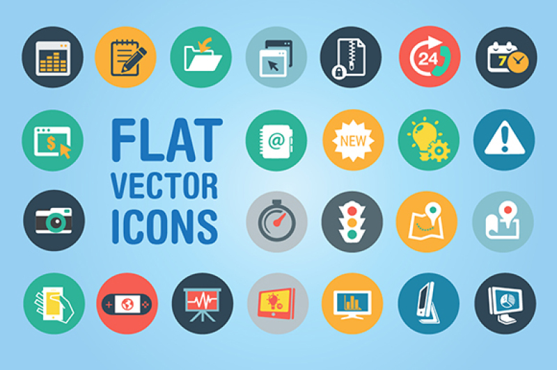 Flat Vector Icons By vito12 | TheHungryJPEG.com