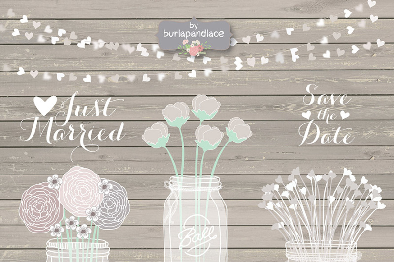hand-draw-mason-jar-wedding-invitation-clipart-rustic-mason-jar-country-wedding-invitations-with-flowers-wood-grain-background