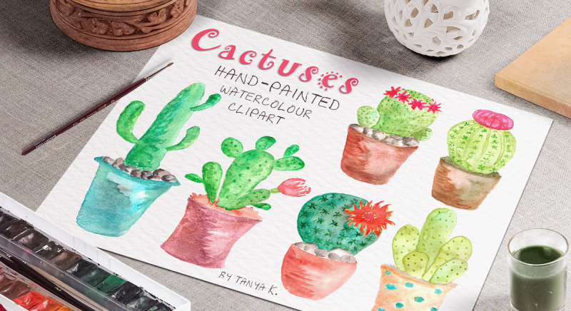 watercolor-cactuses-collection