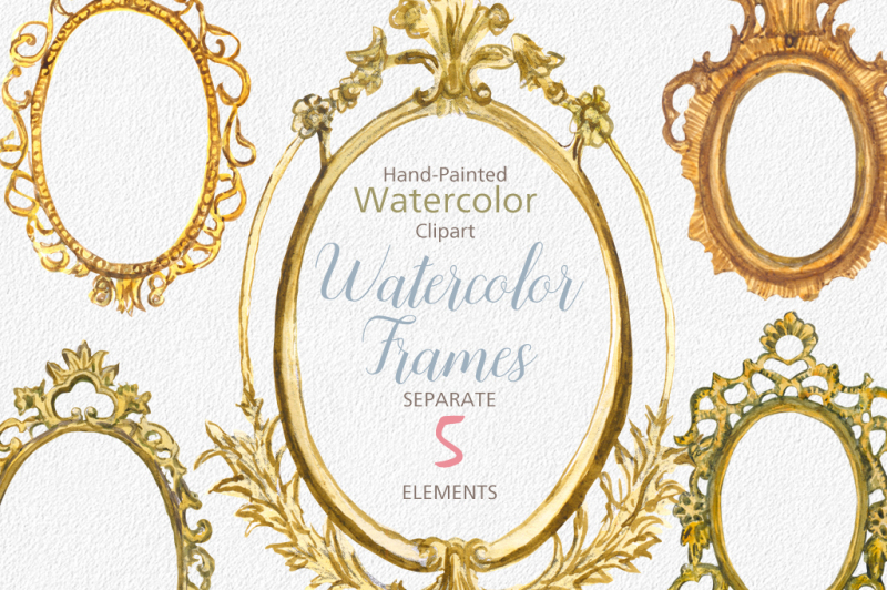 on-sale-hand-painted-golden-watercolor-frames-clipart-watercolor-frames-clip-art-frames-clipart
