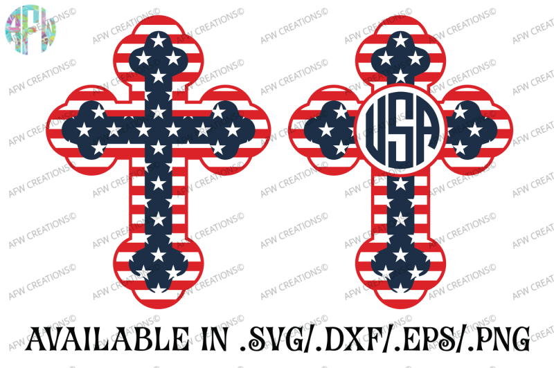 monogram-patriotic-cross-svg-dxf-eps-cut-files
