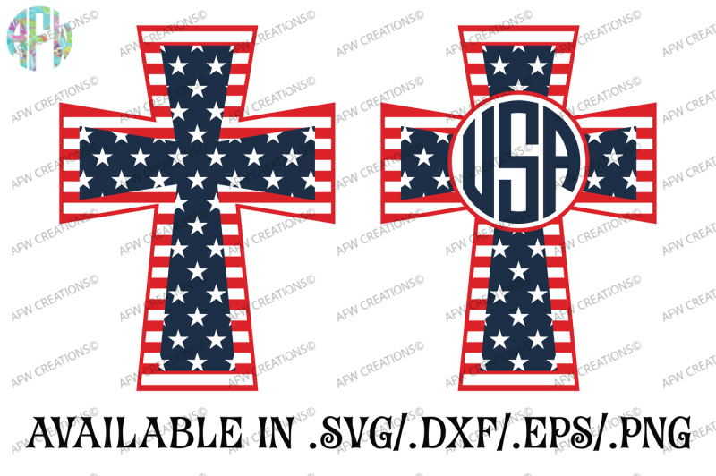 monogram-patriotic-cross-svg-dxf-eps-cut-files