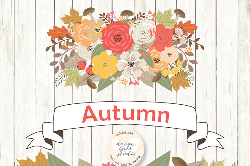 vector-autumn-floral-clipart-autumn-flower-clipart-brown-floral-clipart-leaf-clipart-mushroom-brown-leaf-vector-thanksgiving