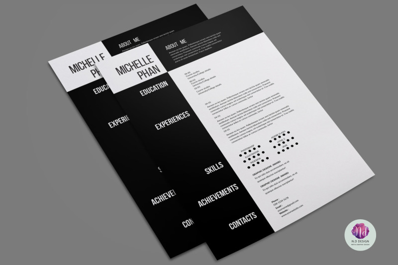 resume-template-black-and-white-theme