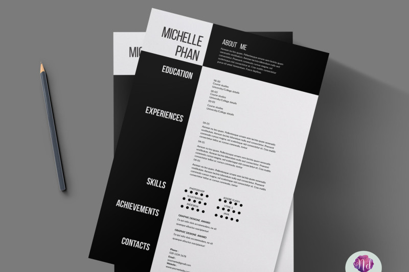 resume-template-black-and-white-theme