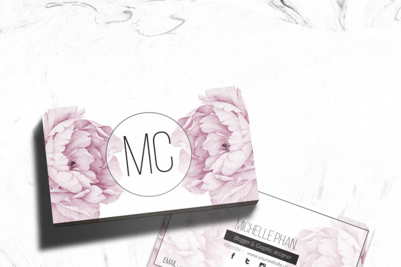 pink-floral-business-card-template
